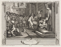 KG 15032
<br/>
The industrious prentice out of his time and married to his masters daughter uit de prentenserie Industry and idleness
<br/>
<em>Hogarth, William (1697 - 1764)</em>